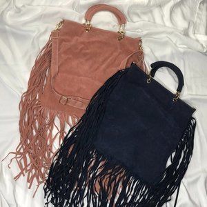 suede fringe Satchel cross body totes